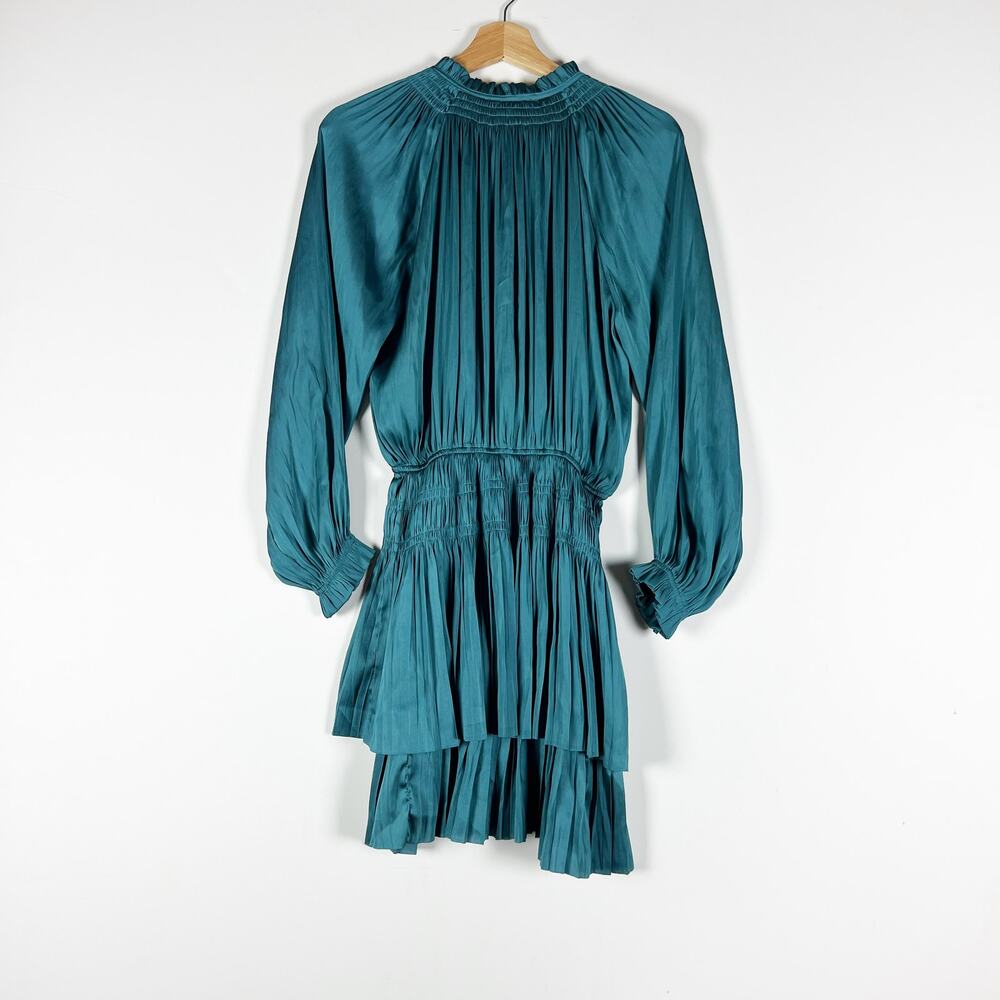 Reset By Jane teal blue pleated long sleeve dress Size Medium New with tags - Picture 4 of 4